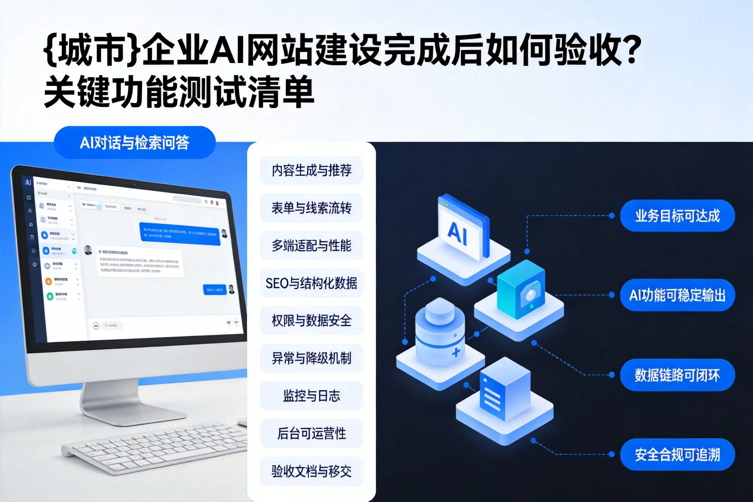玉林企业AI网站建设完成后如何验收？关键功能测试清单