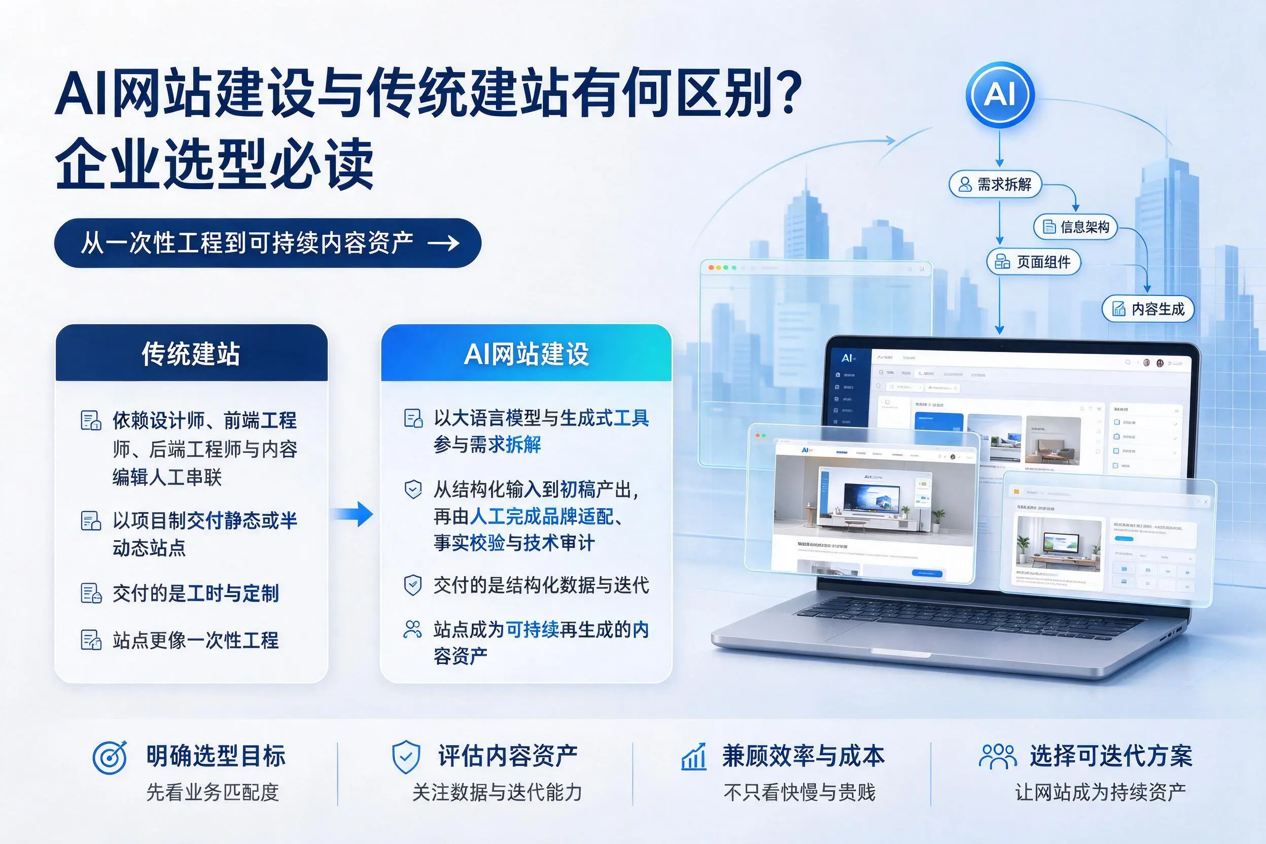 AI网站建设与传统建站有何区别?玉林企业选型必读