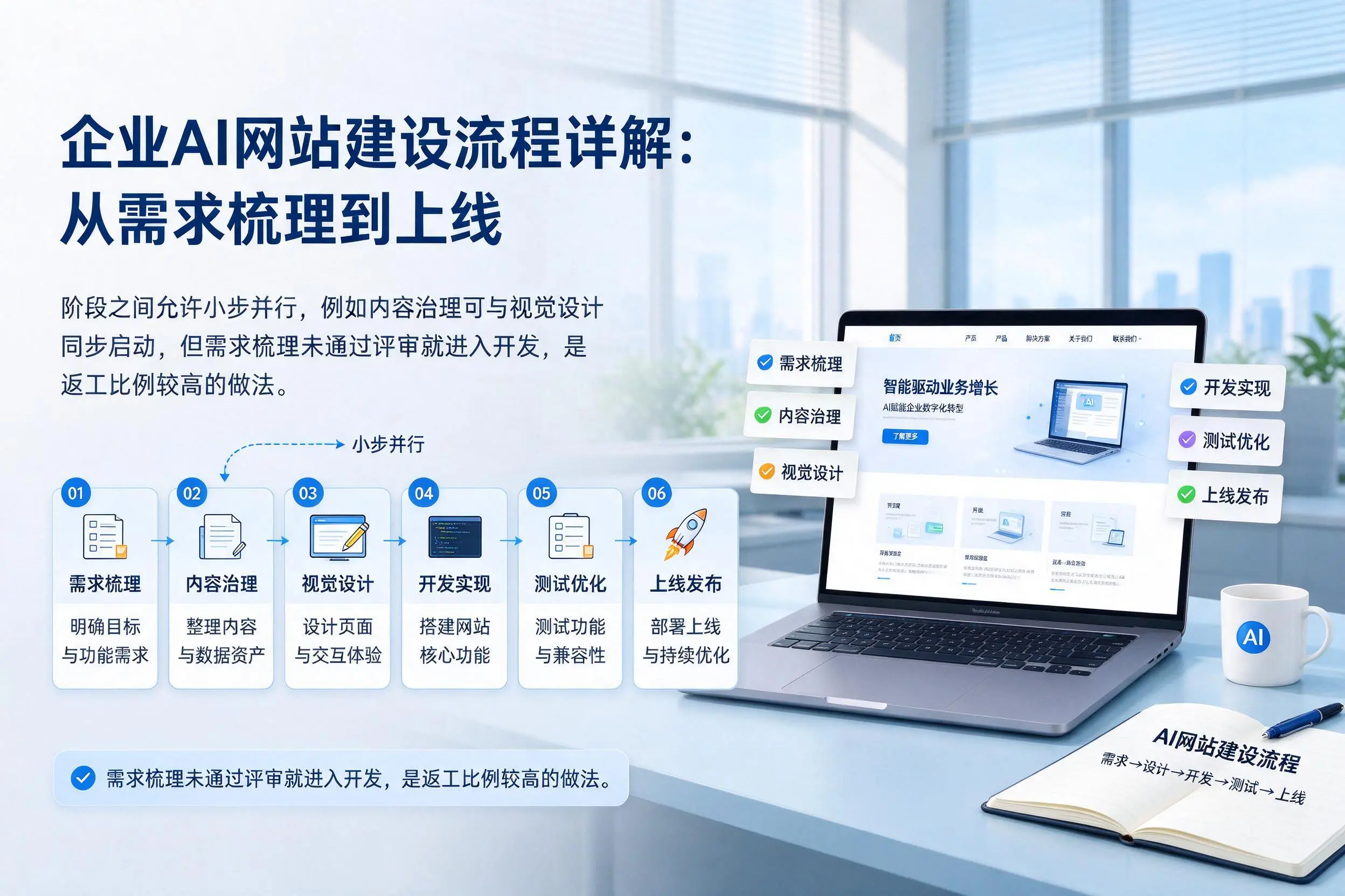 玉林企业AI网站建设流程详解:从需求梳理到上线