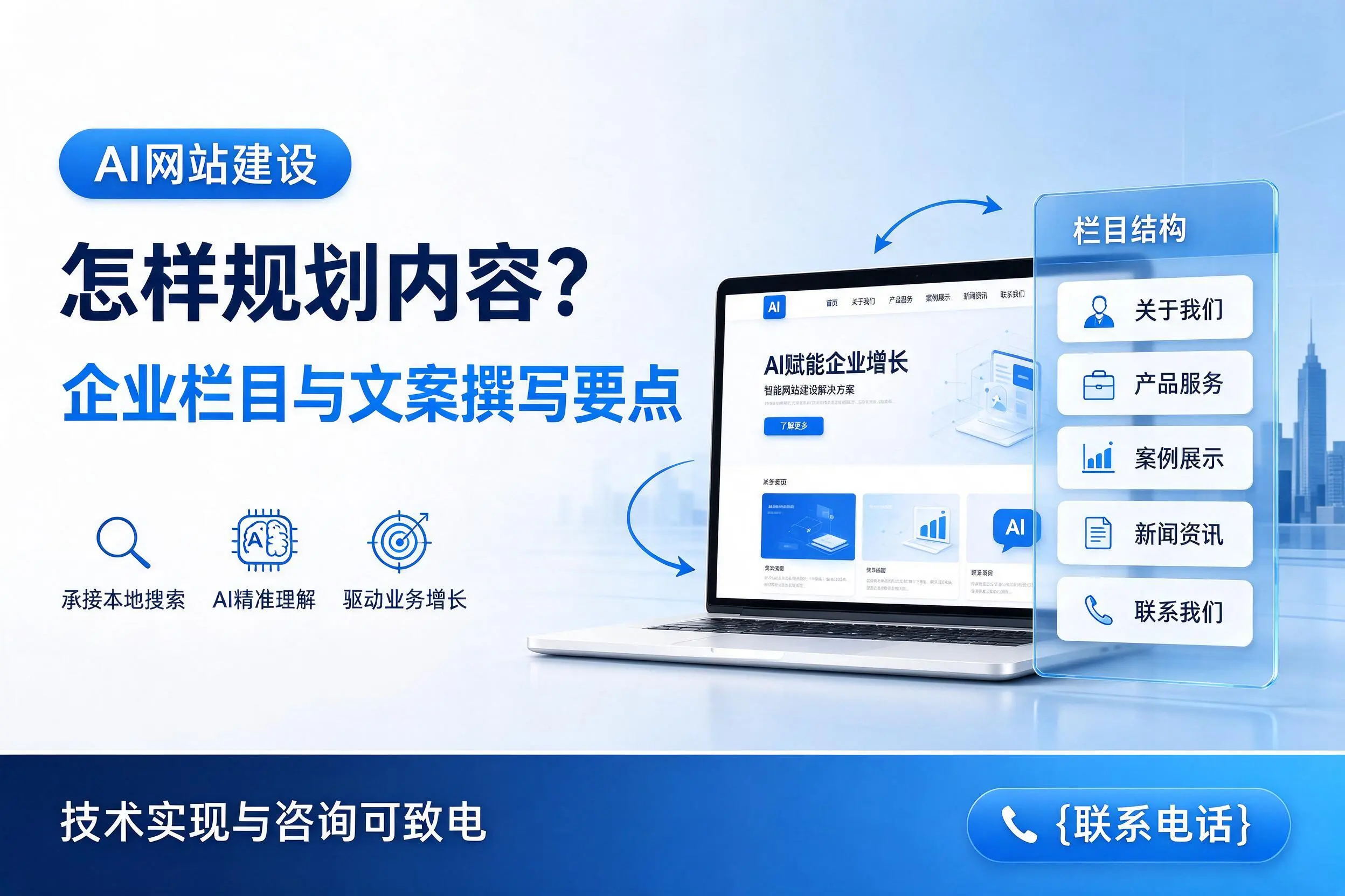 AI网站建设怎样规划内容?玉林企业栏目与文案撰写要点